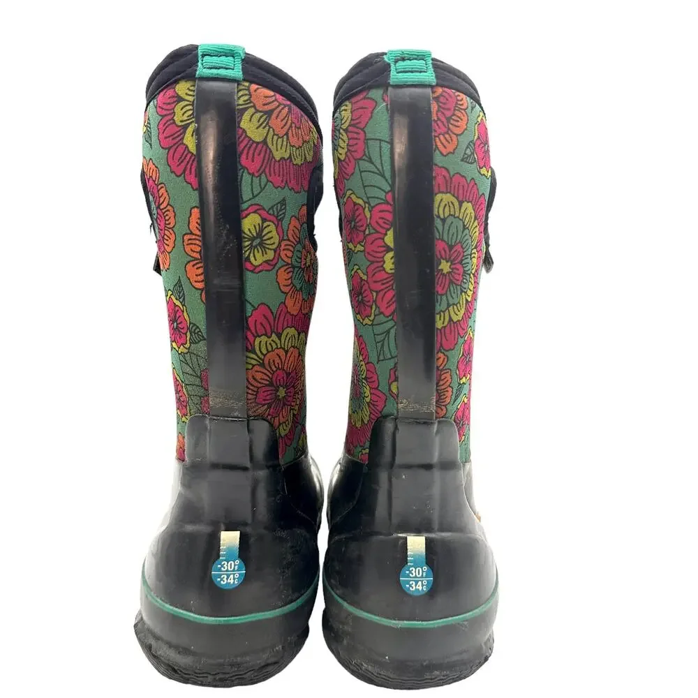 Bogs Youth Girls Sz: 5 Classic Pansies Waterproof Insulated Rubber Rain Boots